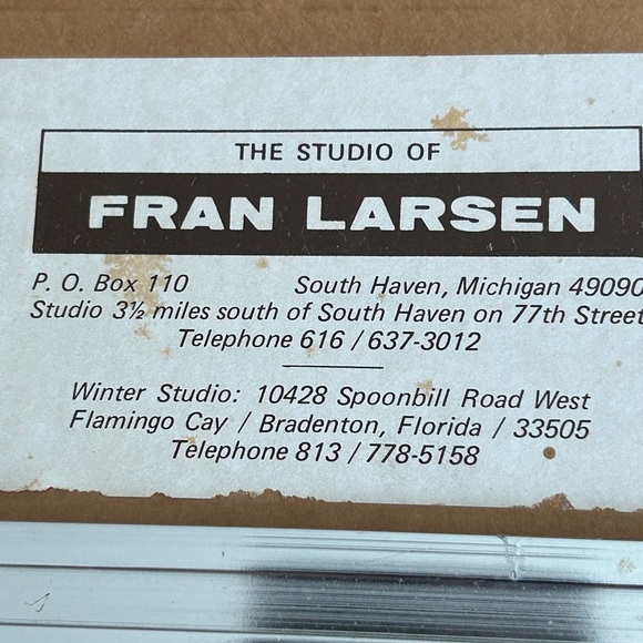 Fran Larsen Framed Watercoloor w Studio Labell - Picture 5 of 11